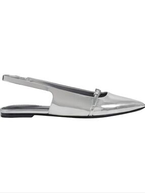 Marc Fisher Elelyn Silver Metallic Pointed Toe Slingback Flats Size 7.5